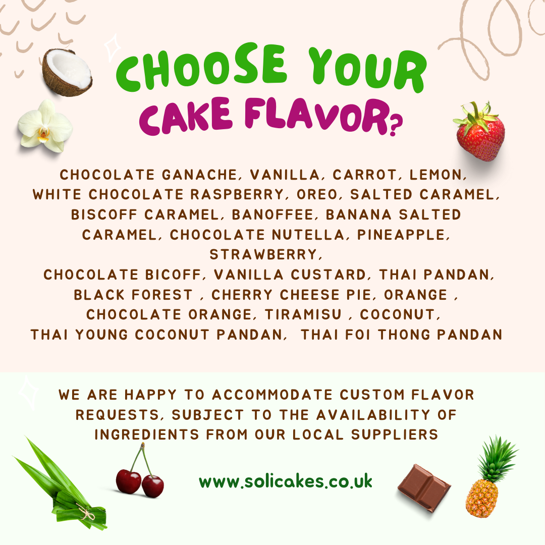 Soli cakes flavours menu